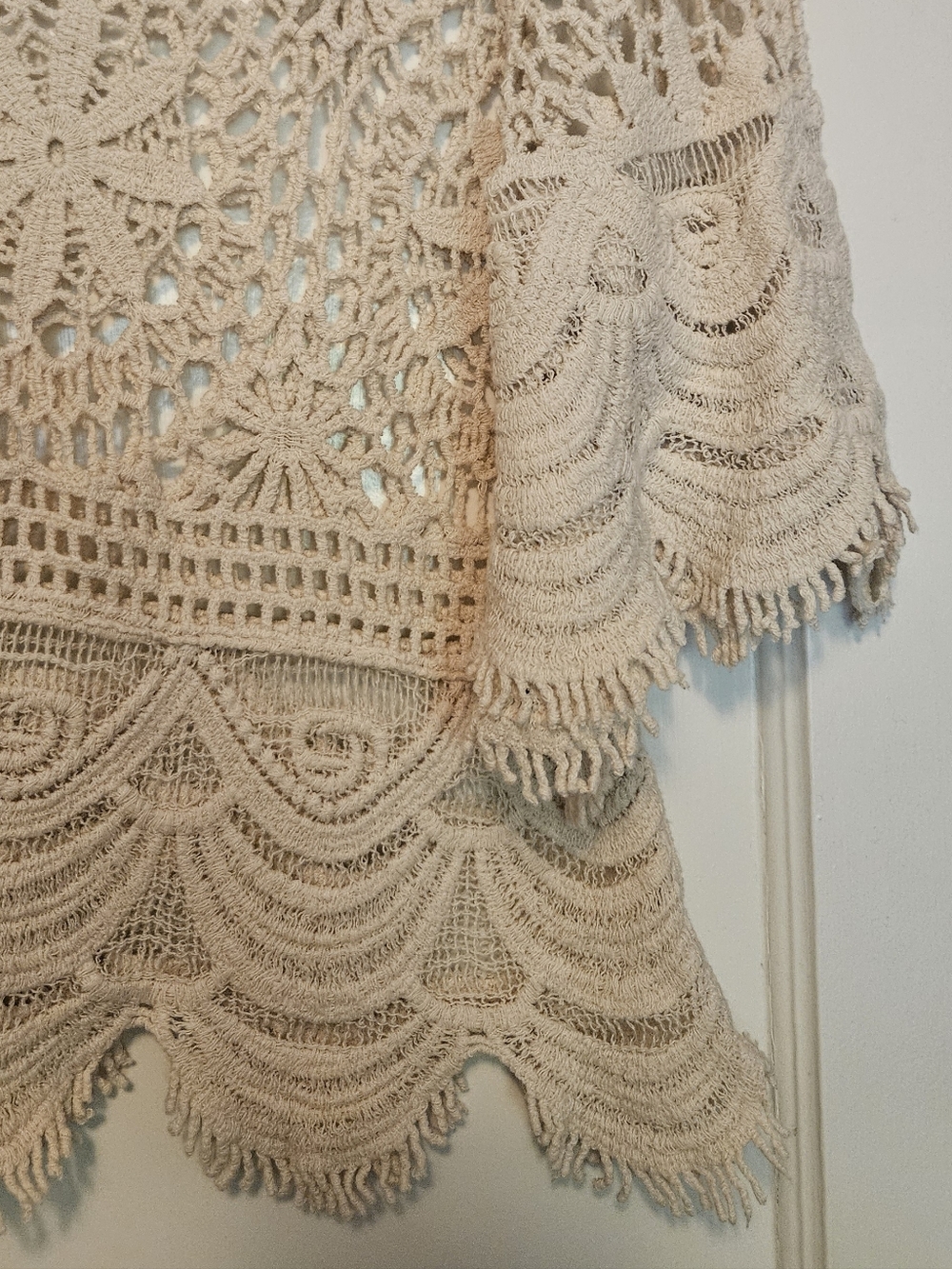 Boho Hand Crocheted Lace Women's Top - Cream - Picture 2 of 5